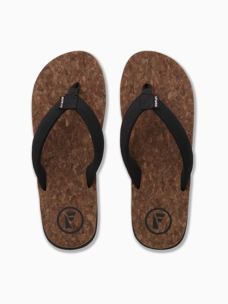 Foamlife Black Mens Mully Cork Flip Flops - Image 2 of 6