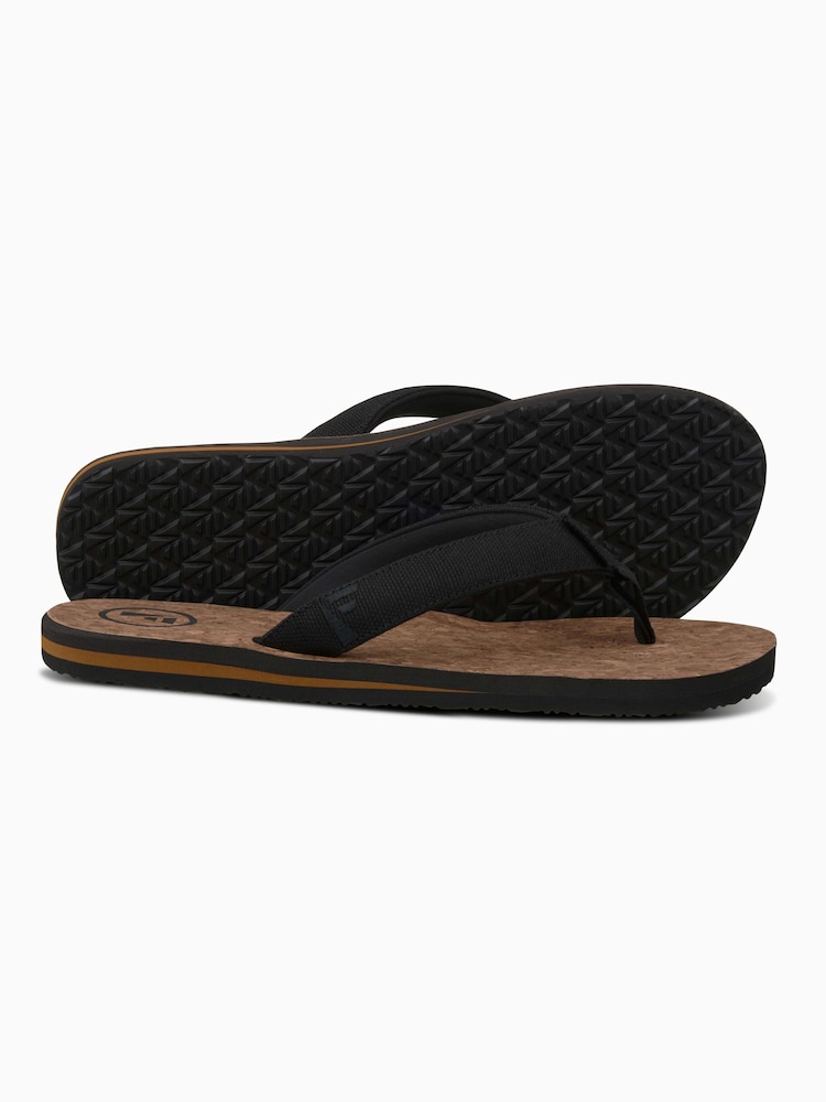 Foamlife Black Mens Mully Cork Flip Flops - Image 3 of 6