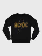 Supacult Black ACDC Distress Flash Men Music Sweatshirt - Image 2 of 2