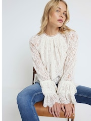 River Island Кружевной рукав с оборкой и блузки - Image 1 of 3