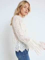 River Island Кружевной рукав с оборкой и блузки - Image 2 of 3