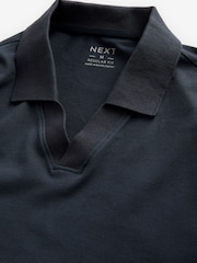 Marineblau/blau - Langärmliges Polo-Shirt mit kubanischem Kragen - Image 8 of 9