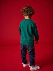 أخضر دب - تيشِرت شبه سادة بكم طويل بخامة %100 قطن (3 شهور - 7 سنوات) - صورة 3 من 7