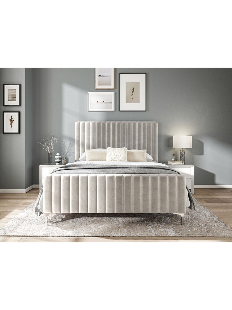 K Interiors Silver Ophelia Velvet Bedframe - Image 1 of 6