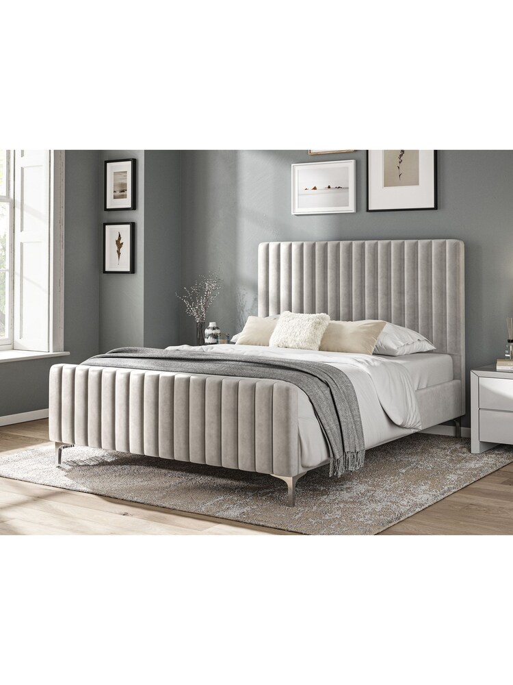 K Interiors Silver Ophelia Velvet Bedframe - Image 2 of 6