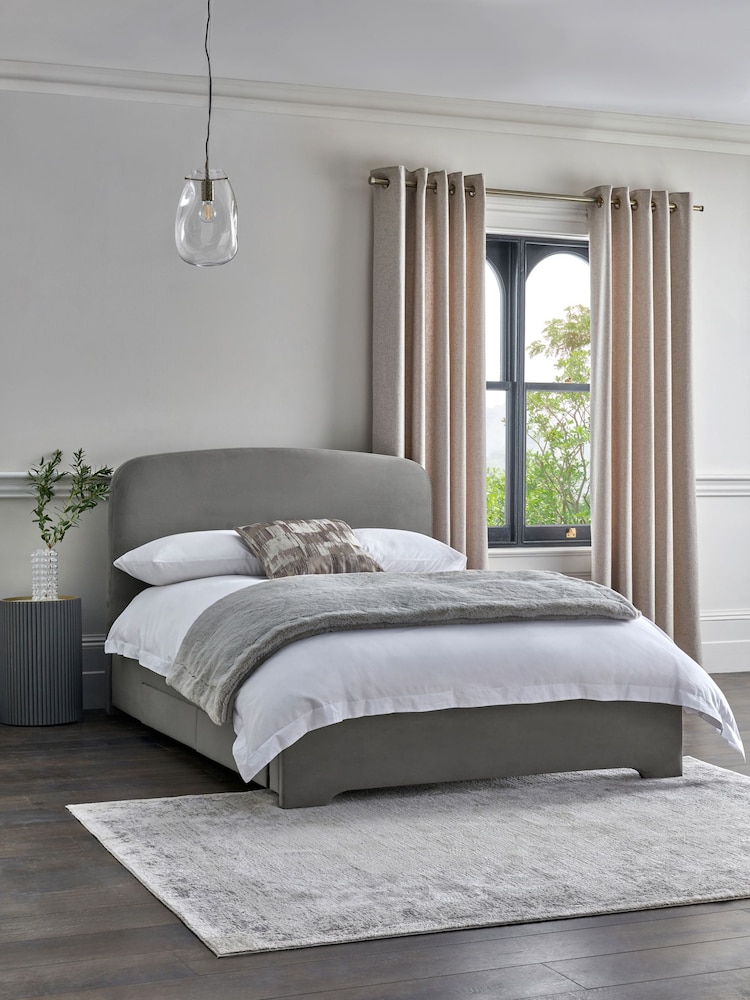 Grey Steel Opulent Velvet Matson Upholstered Drawer Storage Bed Frame - Image 2 of 7