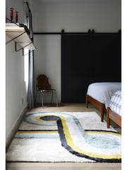 Novogratz Blue Retro Shaggy Bullseye Rug - Image 1 of 6