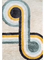 Novogratz Blue Retro Shaggy Bullseye Rug - Image 2 of 6