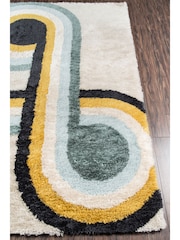 Novogratz Blue Retro Shaggy Bullseye Rug - Image 3 of 6