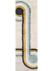 Novogratz Blue Retro Shaggy Bullseye Rug - Image 6 of 6