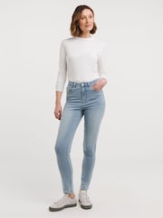 JD Williams Blue High Waist Super Soft Slim Leg Denim Jeans - Image 3 of 5