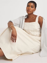 JD Williams White 100% Cotton Apron Midi Dress - Image 2 of 4