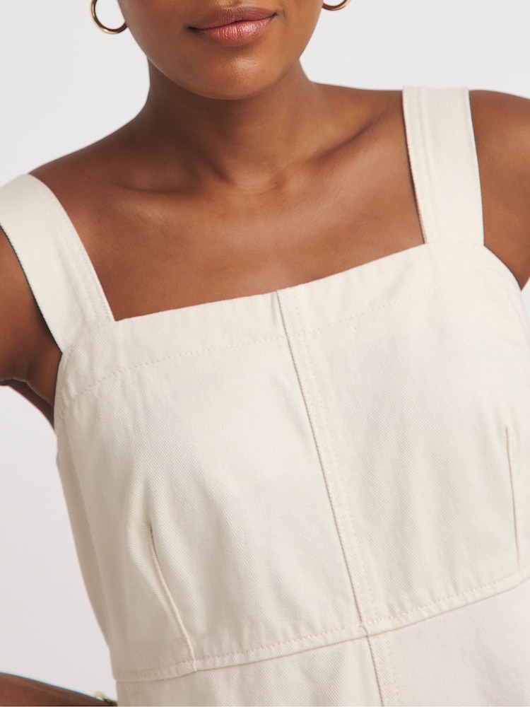 JD Williams White 100% Cotton Apron Midi Dress - Image 4 of 4 JD Williams White 100% Cotton Apron Midi Dress - Image 4 of 4