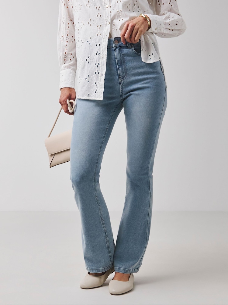 JD Williams Blue Chrome High Waist Supersoft Bootcut Jeans - Image 3 of 4
