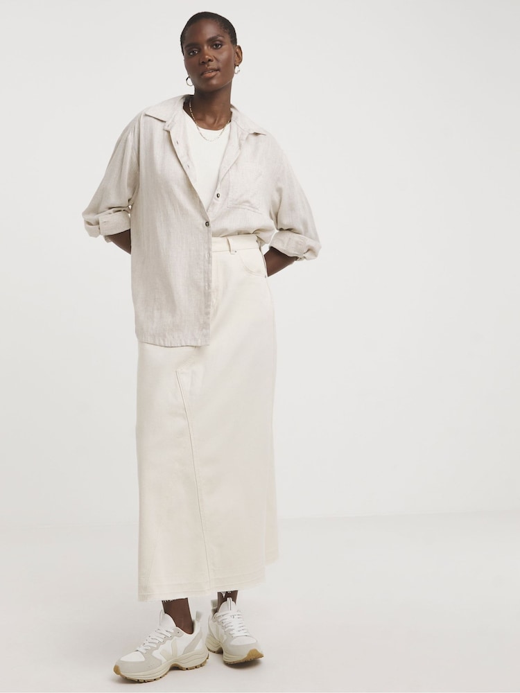JD Williams White 100% Cotton A Line Maxi Skirt - Image 1 of 4