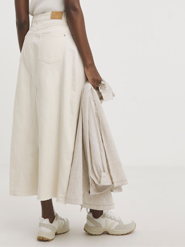 JD Williams White 100% Cotton A Line Maxi Skirt - Image 2 of 4