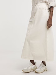 JD Williams White 100% Cotton A Line Maxi Skirt - Image 3 of 4