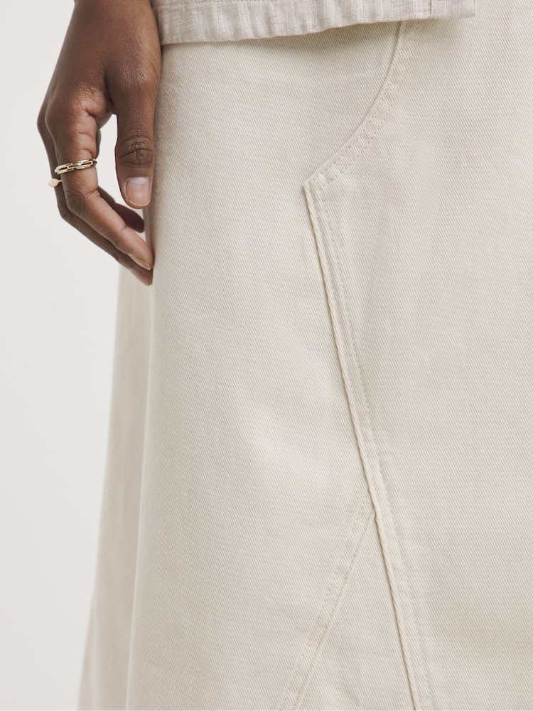 JD Williams White 100% Cotton A Line Maxi Skirt - Image 4 of 4