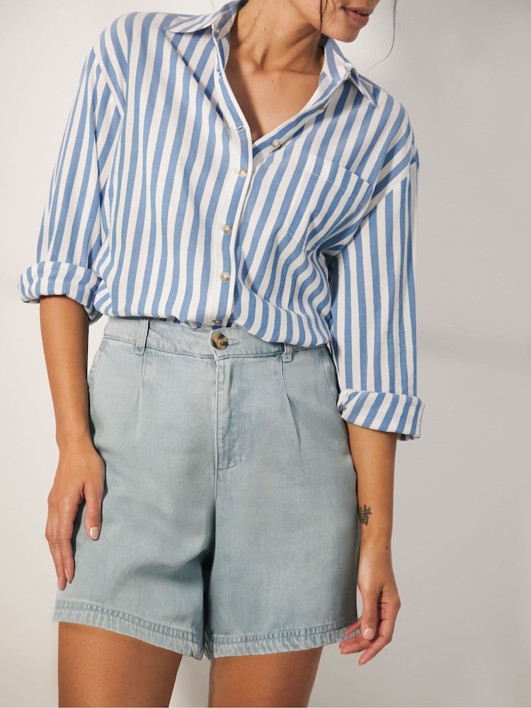 JD Williams Blue TENCEL™ Lyocell Shorts - Image 1 of 4