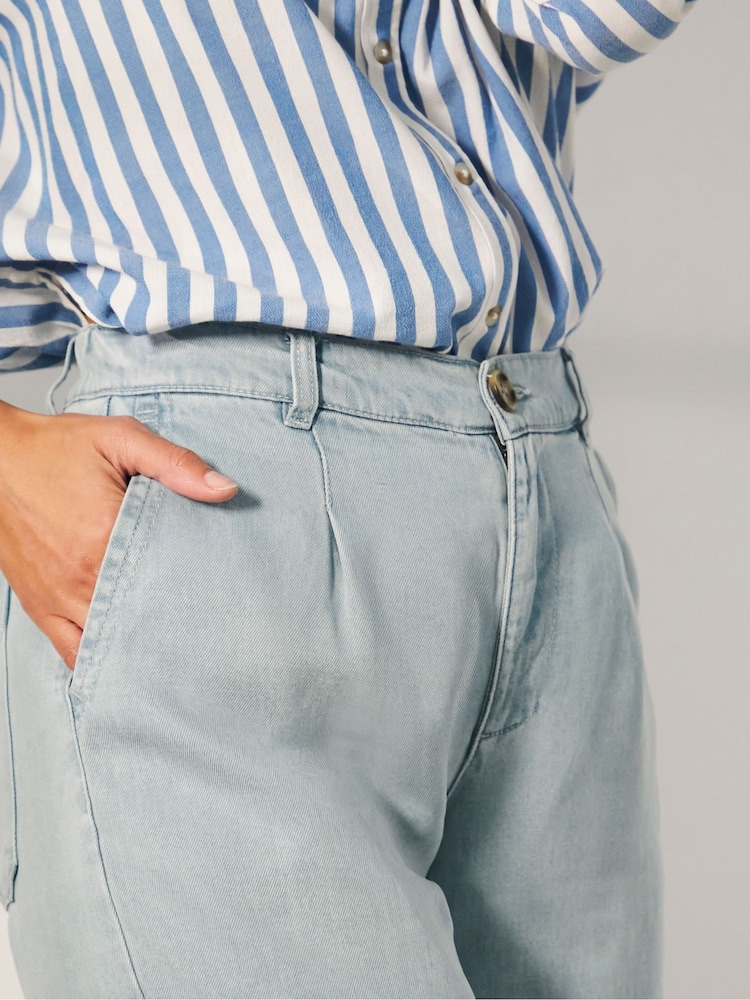 JD Williams Blue TENCEL™ Lyocell Shorts - Image 4 of 4
