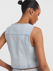 JD Williams Blue Denim 100% Cotton Waistcoat - Image 2 of 4