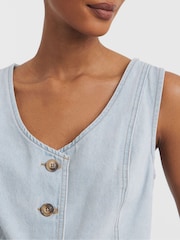 JD Williams Blue Denim 100% Cotton Waistcoat - Image 4 of 4