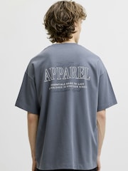 JACK & JONES Grey Oversized Back Graphic T-Shirt - Image 1 of 6