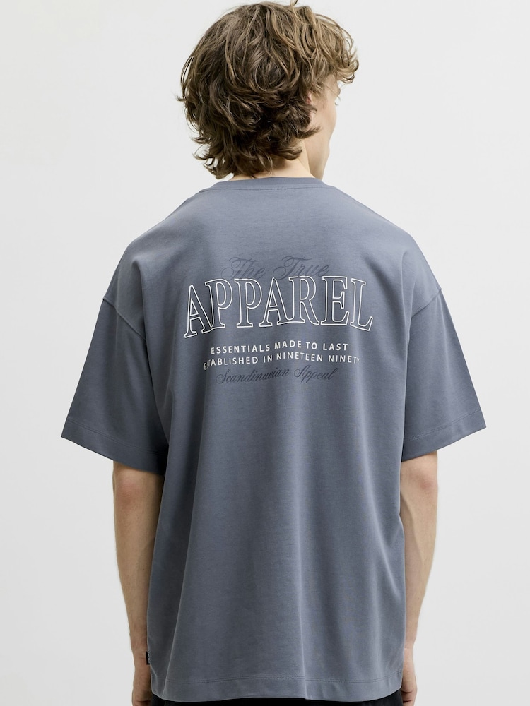 JACK & JONES Grey Oversized Back Graphic T-Shirt - Image 1 of 6 JACK & JONES Grey Oversized Back Graphic T-Shirt - Image 1 of 6