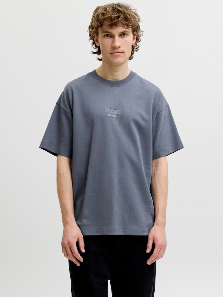 JACK & JONES Grey Oversized Back Graphic T-Shirt - Image 2 of 6 JACK & JONES Grey Oversized Back Graphic T-Shirt - Image 2 of 6
