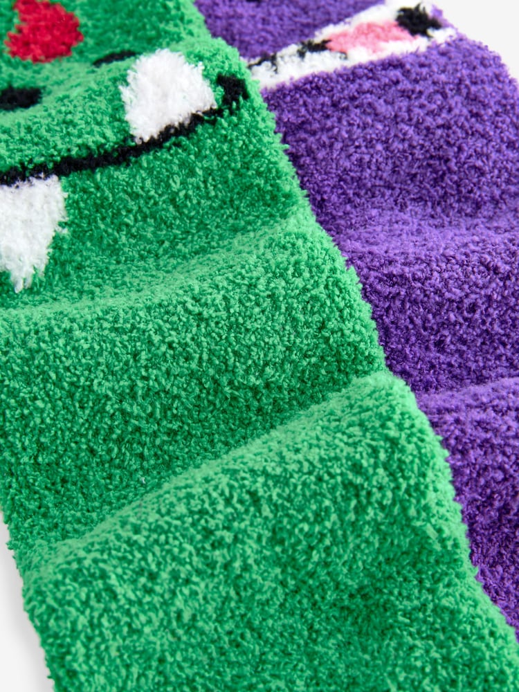 Green/Purple Pattern Cosy Bed Socks 2 Pack - Image 6 of 6