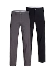 JACK & JONES Black Kane Fit Relaxed Chinos 2 Pack - Image 1 of 7