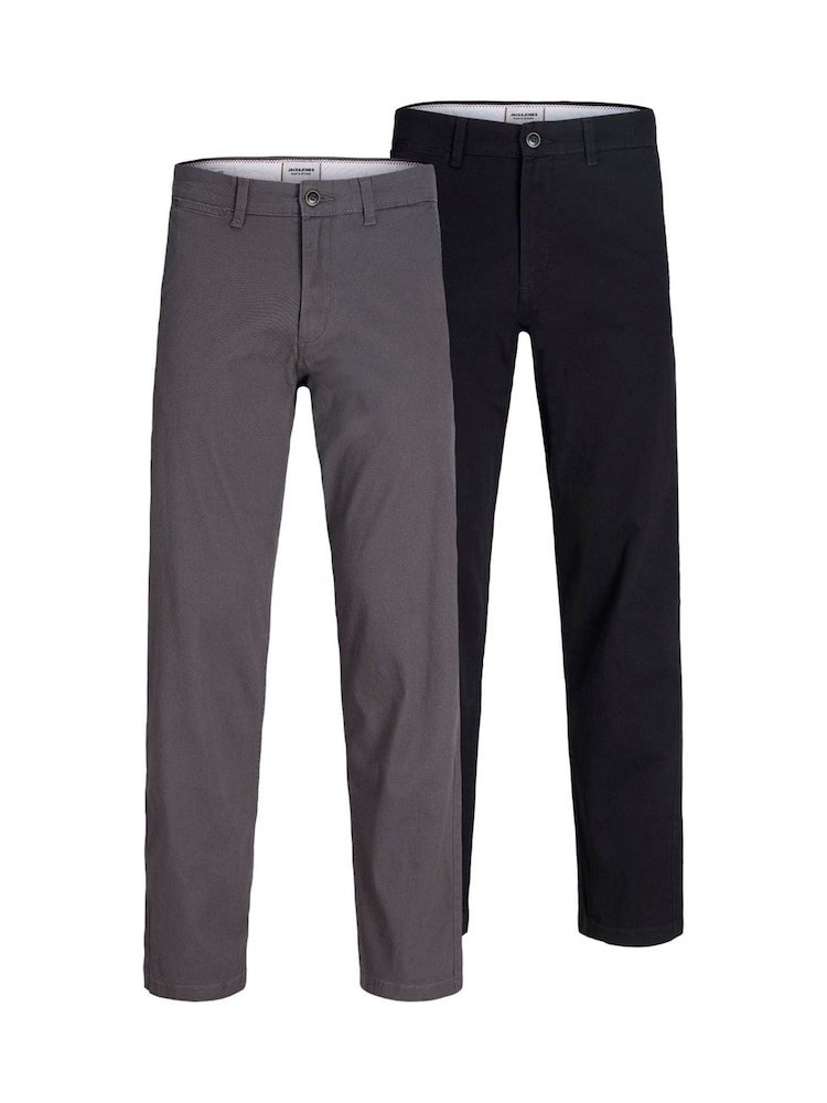 JACK & JONES Black Kane Fit Relaxed Chinos 2 Pack - Image 1 of 7