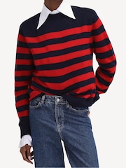 Barbour® x Alexa Chung Navy/Red Jumper - Image 3 of 6