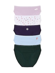 Victoria's Secret Purple/White/Blue/Green Brief Logo 5 Pack Knickers - Image 1 of 1