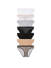 Victoria's Secret White/Grey/Black/Leopard/Nude Bikini Logo 7 Pack Knickers - Image 1 of 3