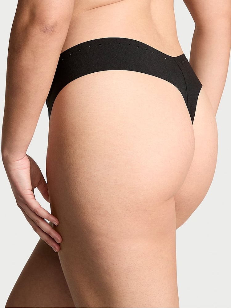 Victoria's Secret Black Thong Shine Trim Knickers - Image 2 of 3