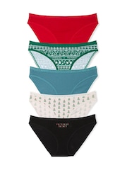 Victoria's Secret Red/Green/Blue/White/Black Bikini Logo 5 Pack Knickers - Image 1 of 1