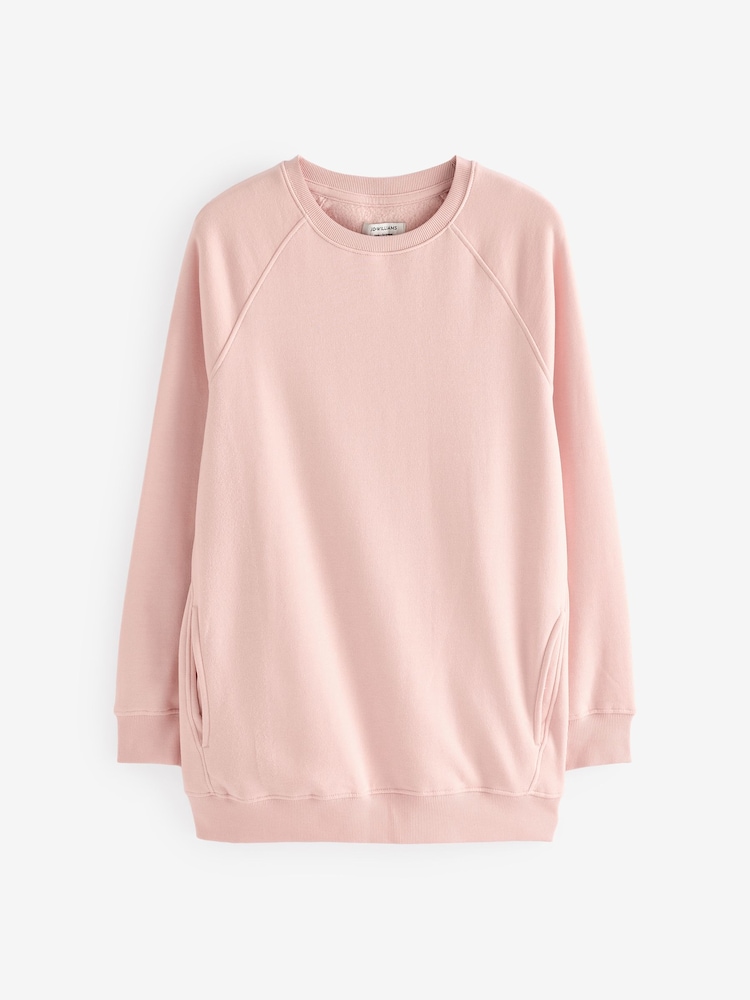 JD Williams Pink Crew Neck Side Pocket Longline Sweatshirt - Image 5 of 5