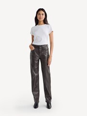 Rag & Bone Brown Harlow Faux Leather Straight Trousers - Image 1 of 3