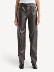 Rag & Bone Brown Harlow Faux Leather Straight Trousers - Image 2 of 3
