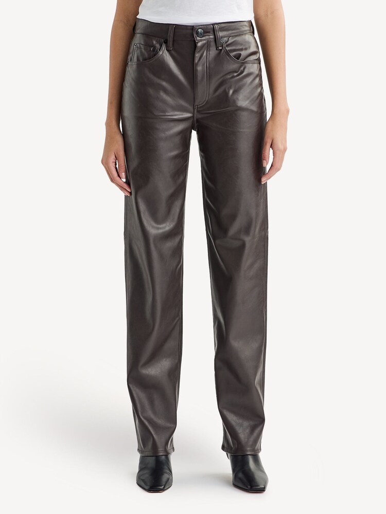 Rag & Bone Brown Harlow Faux Leather Straight Trousers - Image 2 of 3