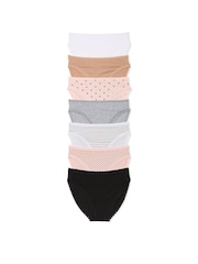Victoria's Secret White/Nude/Pink/Black/Grey Brief Logo 7 Pack Knickers - Image 1 of 1