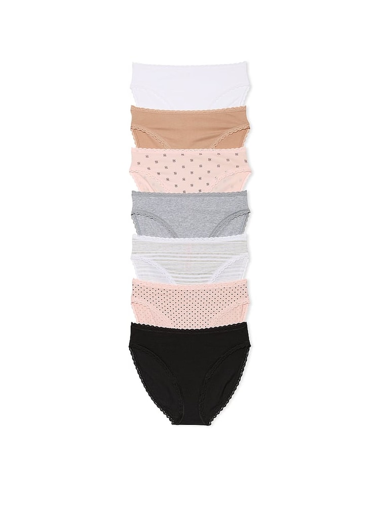 Victoria's Secret White/Nude/Pink/Black/Grey Brief Logo 7 Pack Knickers - Image 1 of 1
