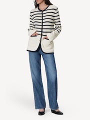 Rag & Bone Cream Nancy Stripe Merino Wool Cardigan - Image 1 of 5