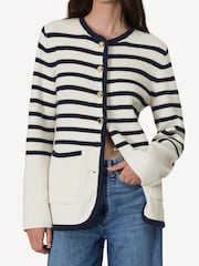 Rag & Bone Cream Nancy Stripe Merino Wool Cardigan - Image 2 of 5