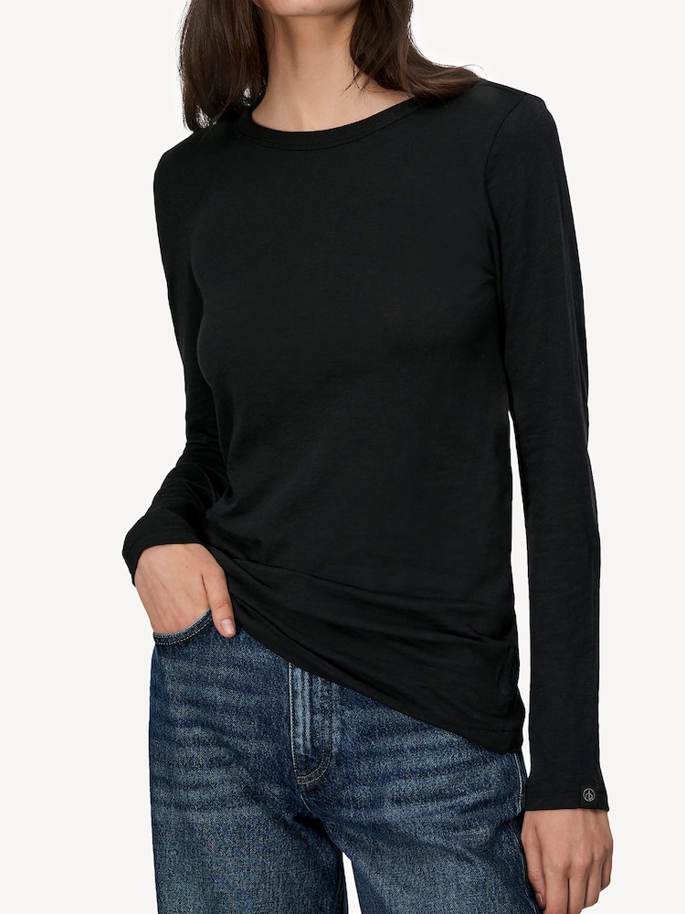 Rag & Bone Black The Slub Long Sleeve T-Shirt - Image 2 of 5