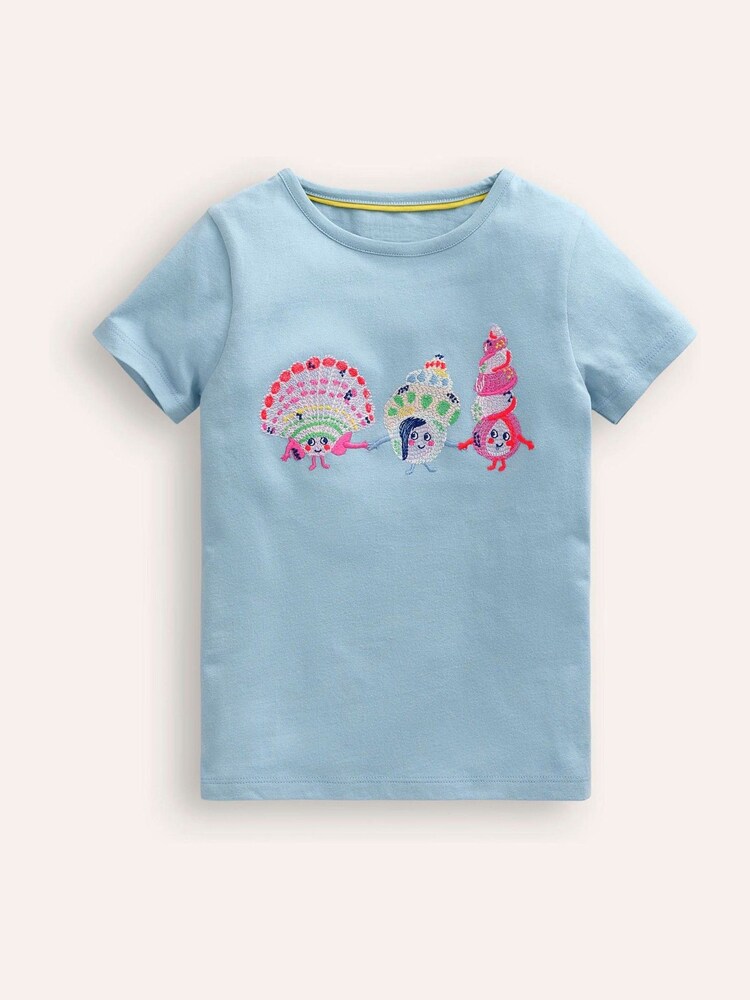Boden Blue Shell Superstitch Logo 100% Cotton T-Shirt - Image 1 of 3 Boden Blue Shell Superstitch Logo 100% Cotton T-Shirt - Image 1 of 3