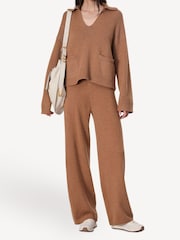 Rag & Bone Brown Danica Wool Blend Polo Jumper - Image 3 of 6