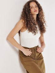 Apricot Brown Layed On Rise Split Denim Skirt - Image 3 of 5