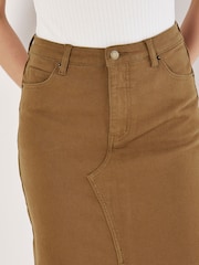 Apricot Brown Layed On Rise Split Denim Skirt - Image 4 of 5
